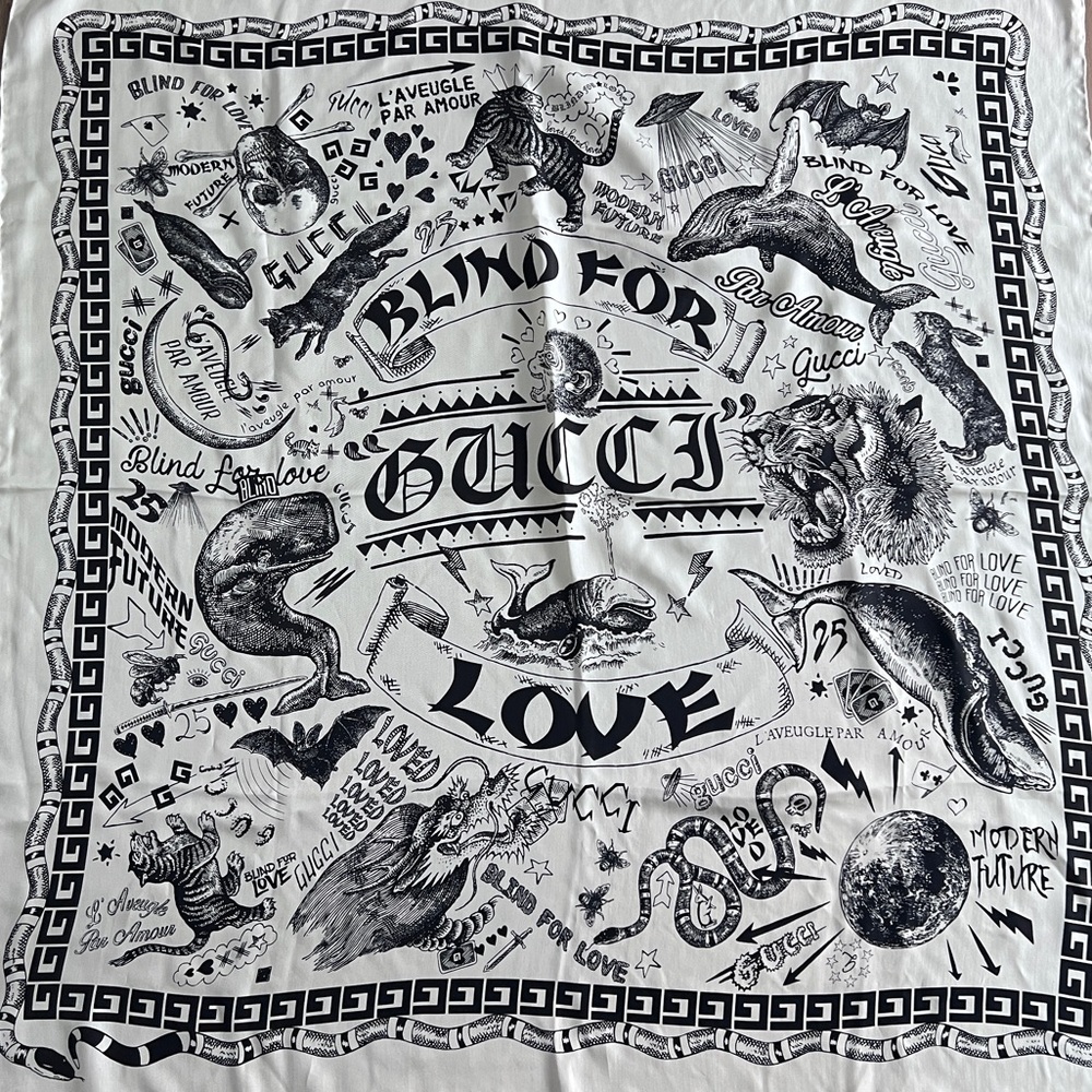 Gucci Silk “Blind for Gucci Love” scarf